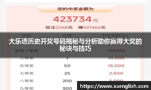 大乐透历史开奖号码揭秘与分析助你赢得大奖的秘诀与技巧